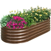 SnugNiture 6x3x1.5 ft Galvanized Raised Garden Bed – Durable Outdoor Metal Planter Box for Vegetables, Herbs, and Flowers, Brown